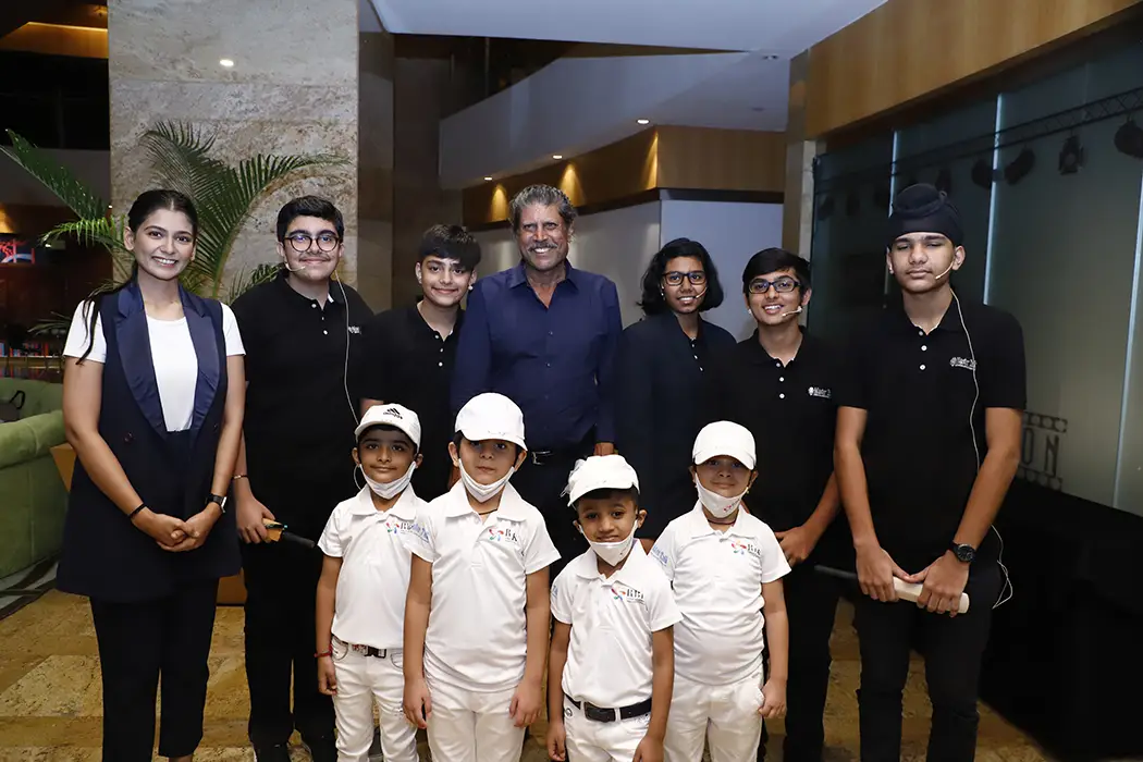 Kapil Dev on stage at Kanakia Schools Master Talk